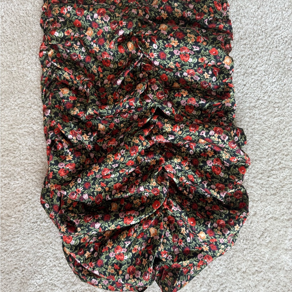 Zara Black Floral Midi Skirt